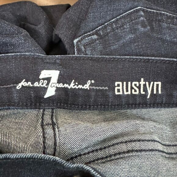 7 For All Mankind Austyn Crop Jean Women 29 Dark Wash Stretch Slim Leg Logo - Picture 5 of 11